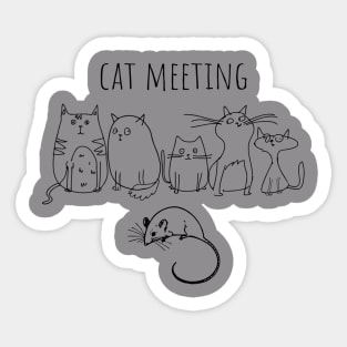 Cute cat meeting with mouse Sticker